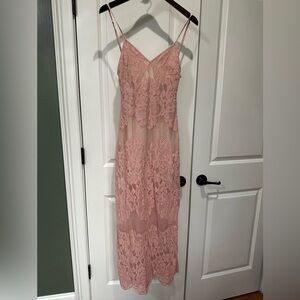 TOBI blush lace maxi dress